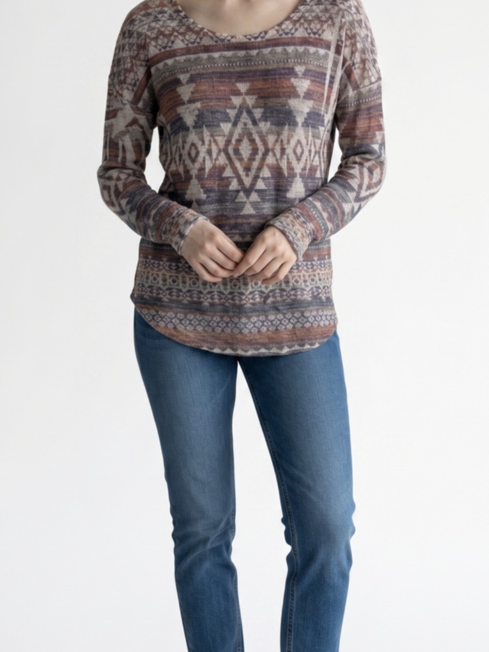 Ginger G Multicolor Knit Top - Purple, Pink, Gray